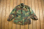 Vintage 1990s Army Woodland Camo Military Field Jacket