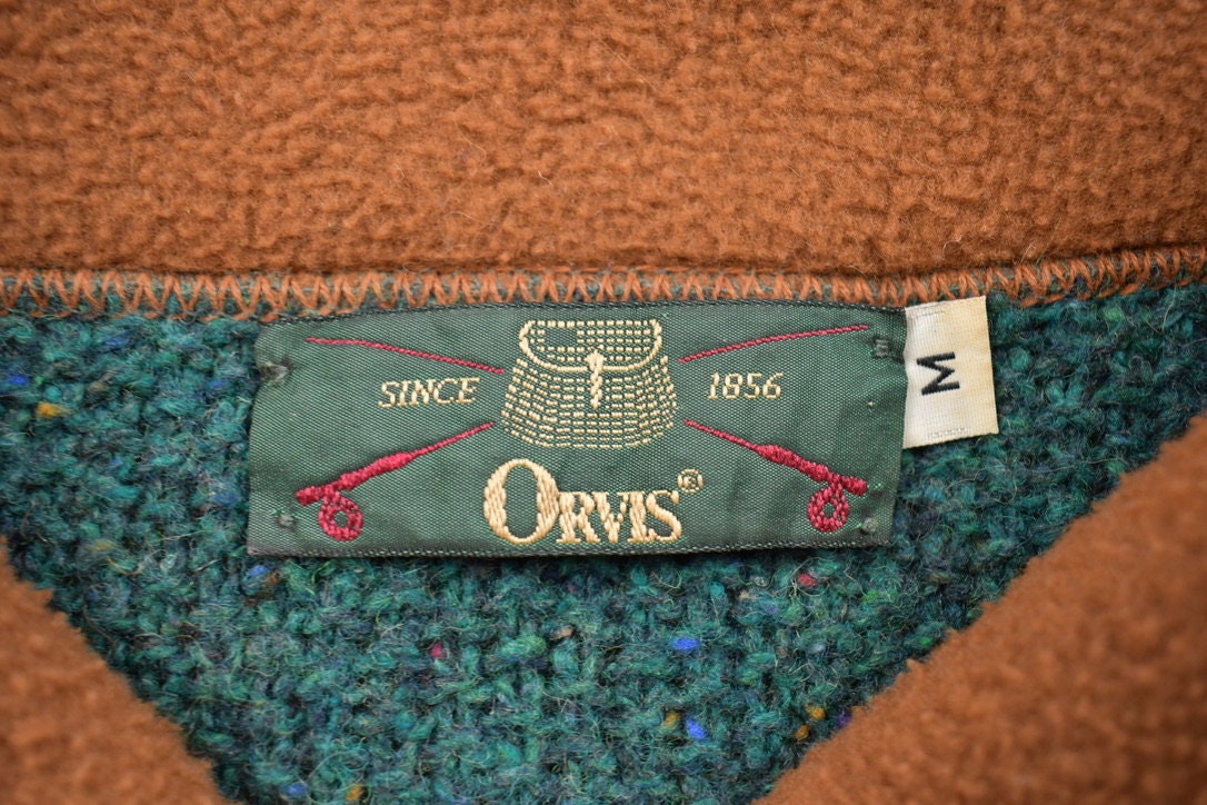 Vintage 1990s Orvis Knitted Quarter Zip Sweater / Vintage 90s Sweater / Solid Knit Sweatshirt / Colorful / Sweatshirt / Orvis Vintage Knit