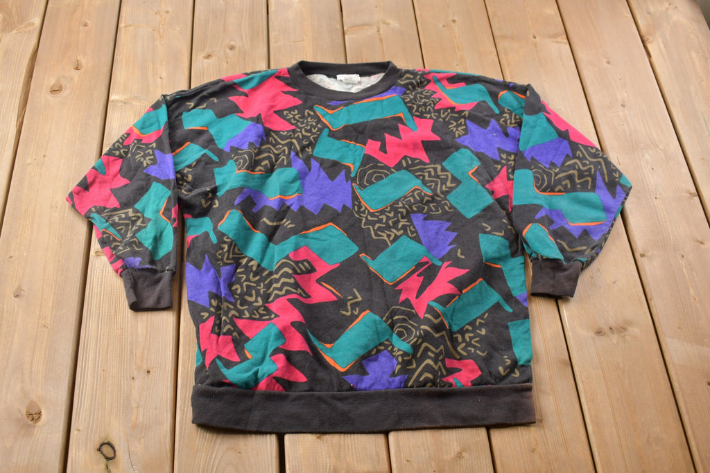 Vintage 1980s Jolly Roger Abstract Pattern Crewneck Sweatshirt