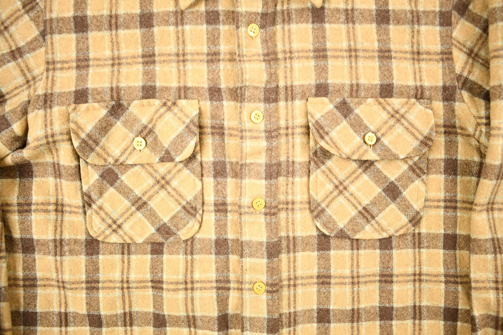 Vintage 1970s Virgin Wool Sears Plaid Button Up Shirt