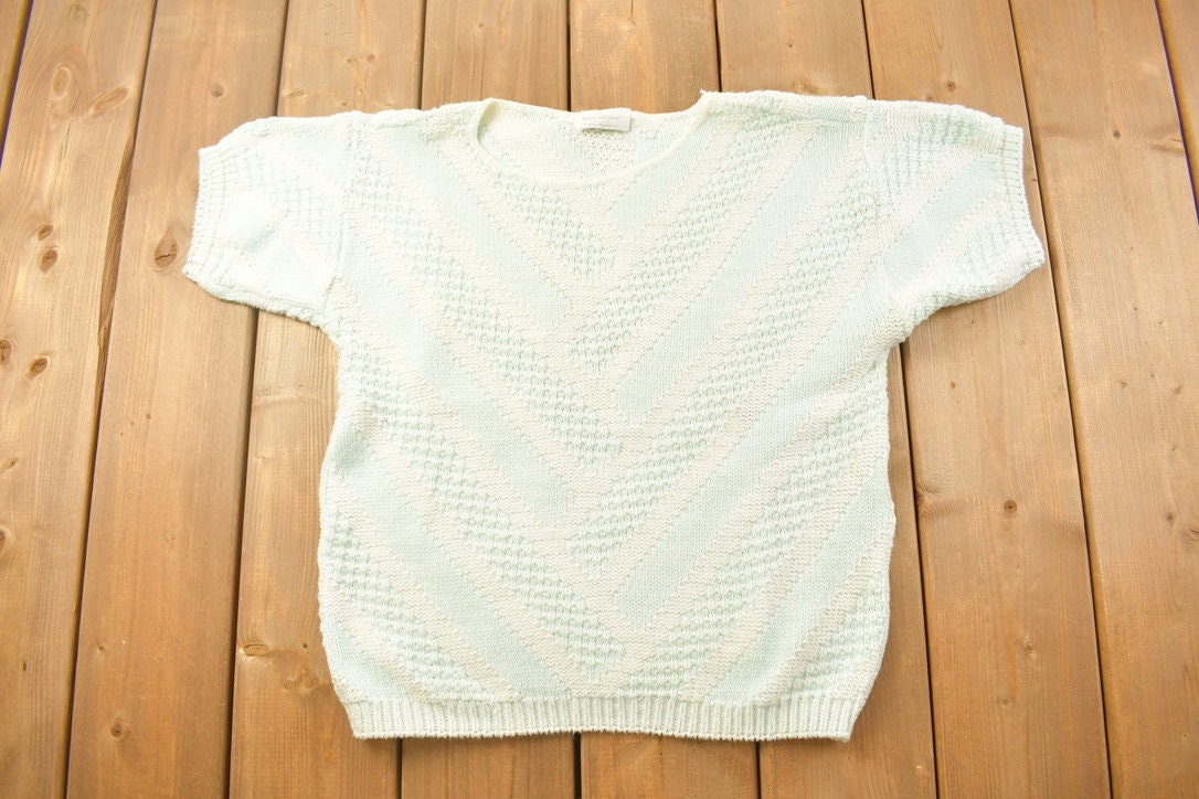 Vintage 1980s Across America Knitted Short Sleeve Sweater