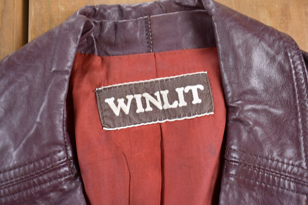 Vintage 1990s Winlit Leather Button Up Jacket