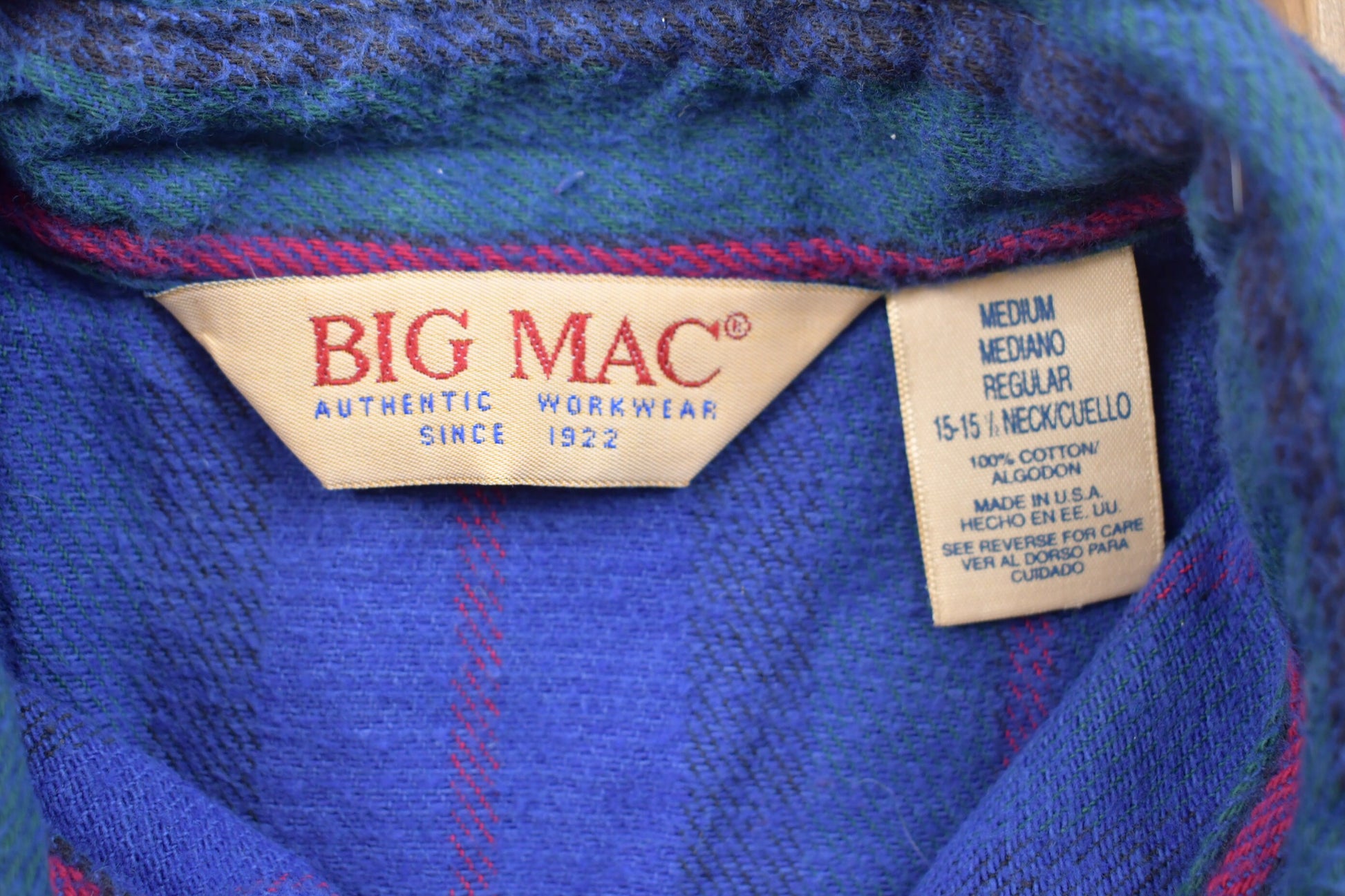 Vintage 1990s Big Mac Button Up Shirt / Made in / 1990s Button Up / Vintage Warm Flannel / Casual Wear / Workwear / Striped Button Up