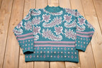 Vintage 1990s Gina Peters Vintage Leaves Knit Sweater