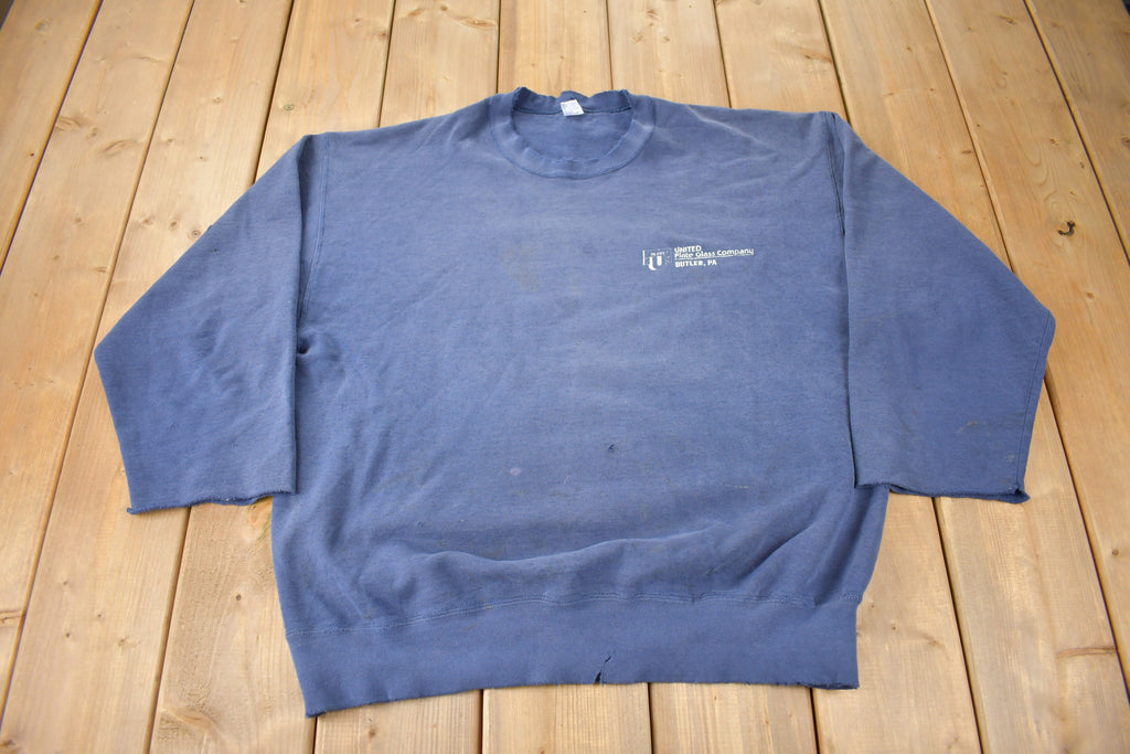 Vintage 1990s United Plate Glass Company distressed Crewneck Sweatshirt Made In USA