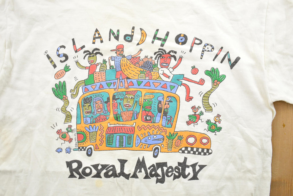 Vintage 1990s Island Hoppin royal Majesty School Bus Souvenir T-Shirt