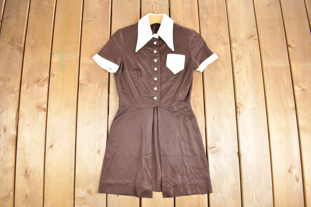 Vintage 1960s Short Sleeve Shirt Dress