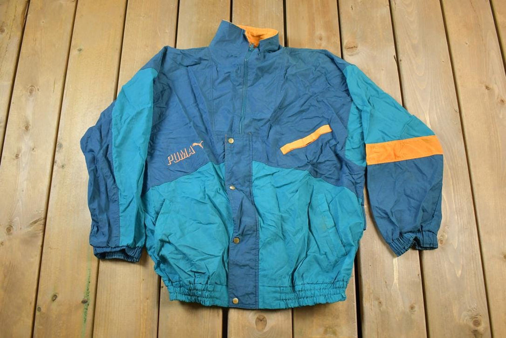 Vintage 1990s Puma Full Zip Colour Block Windbreaker Jacket