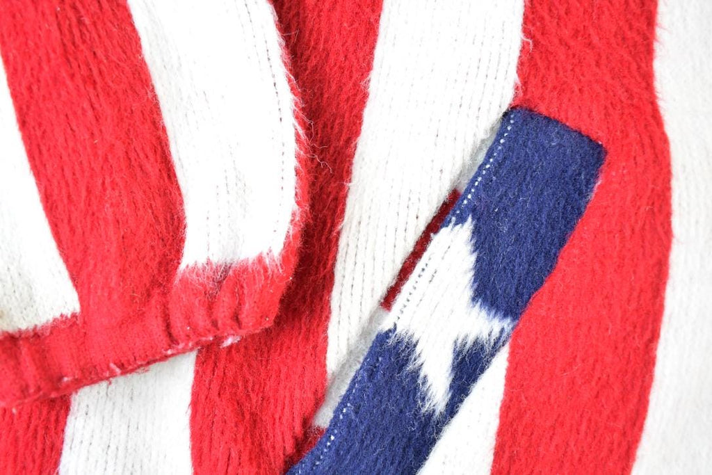 Vintage 1990s American Flag Wool Knit Hoodie Sweater Mens M