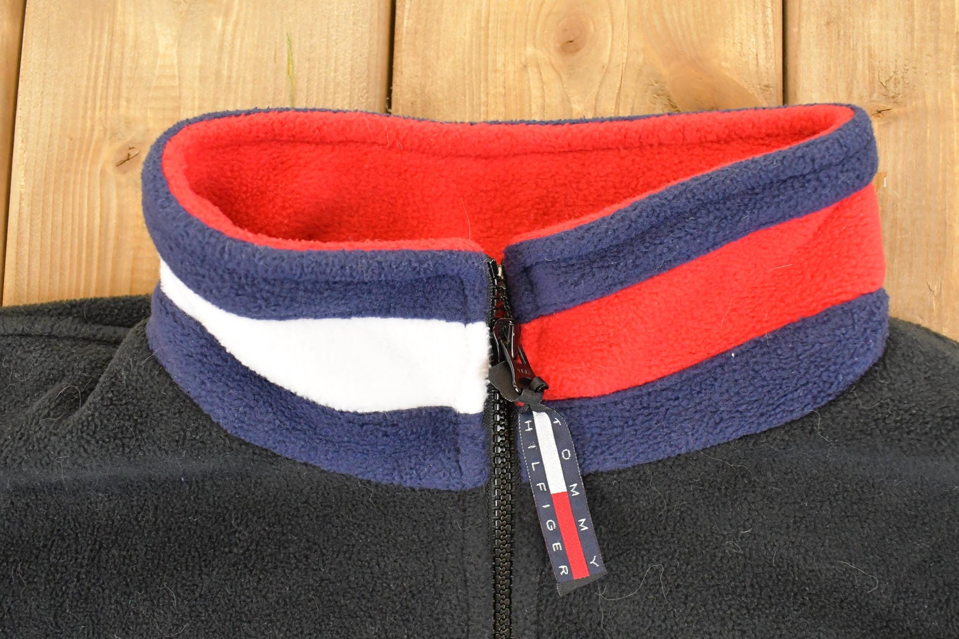 Vintage 1990s Tommy Hilfiger Quarter Zip Fleece Outdoorsman Sweater Men's L  90s Winter Sweatshirt  Fleece Hiking Zip up