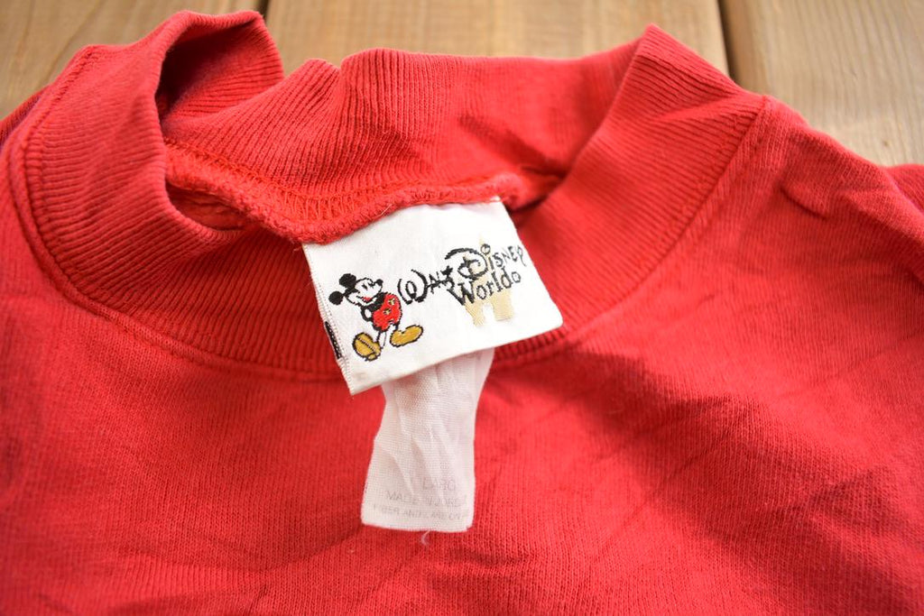 Vintage 1990s Walt Disney World Mickey Mouse Red on Red Embroidered Disney Crewneck