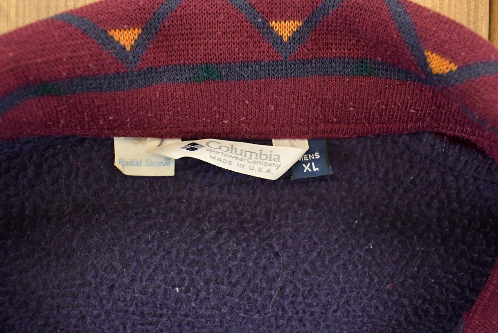 Vintage 1990s Columbia Sportswear Abstract Collar Fleece Sweater Men's XL