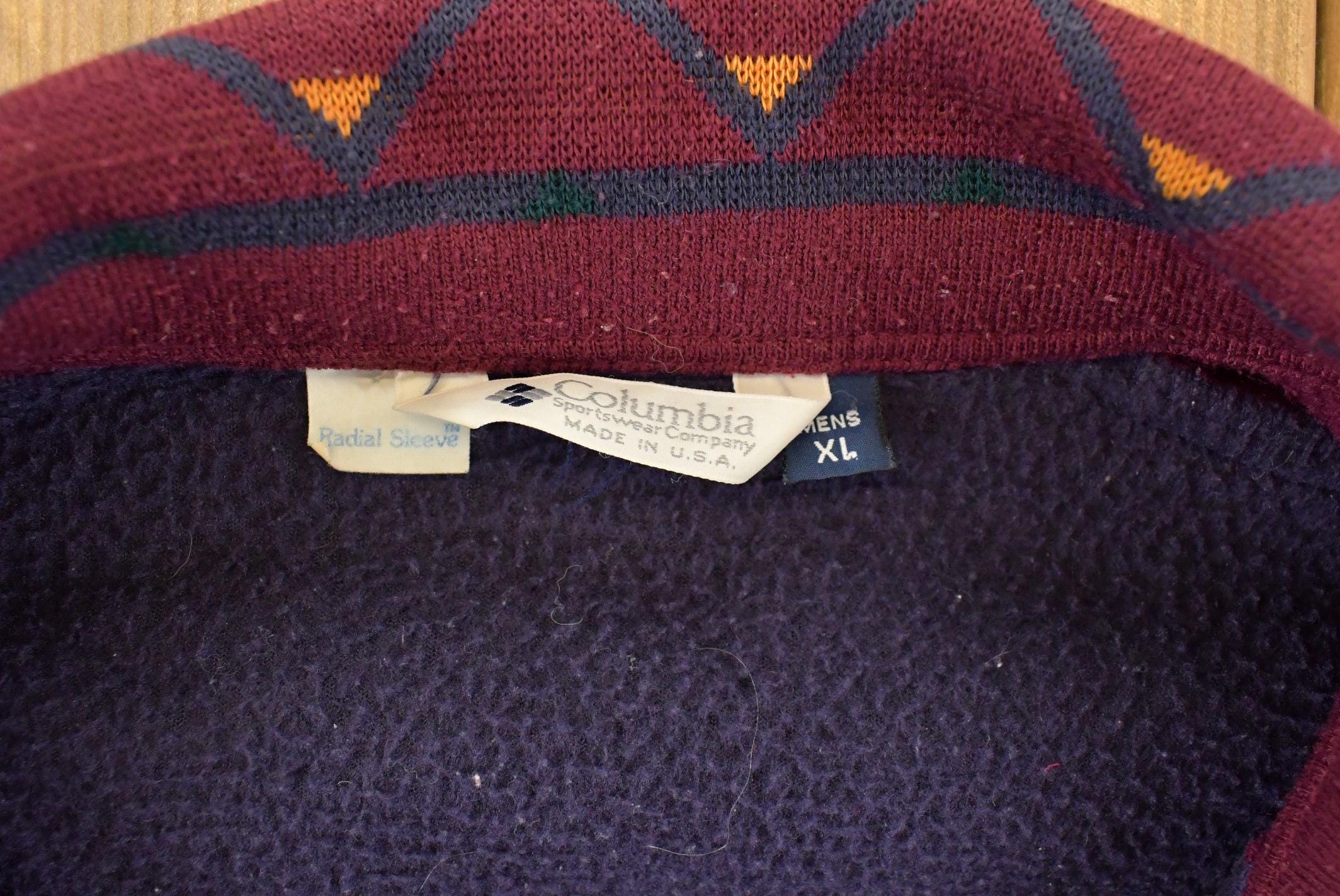 Vintage 1990s Columbia Sportswear Abstract Collar Fleece Sweater Men's XL