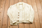 Vintage 1980s Cable Knit Button Up Cardigan Sweater