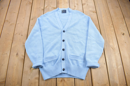 Vintage 1970s JC Penney Blue Knit Cardigan Sweater / Vintage Cardigan / Button Up / True Vintage / Blank