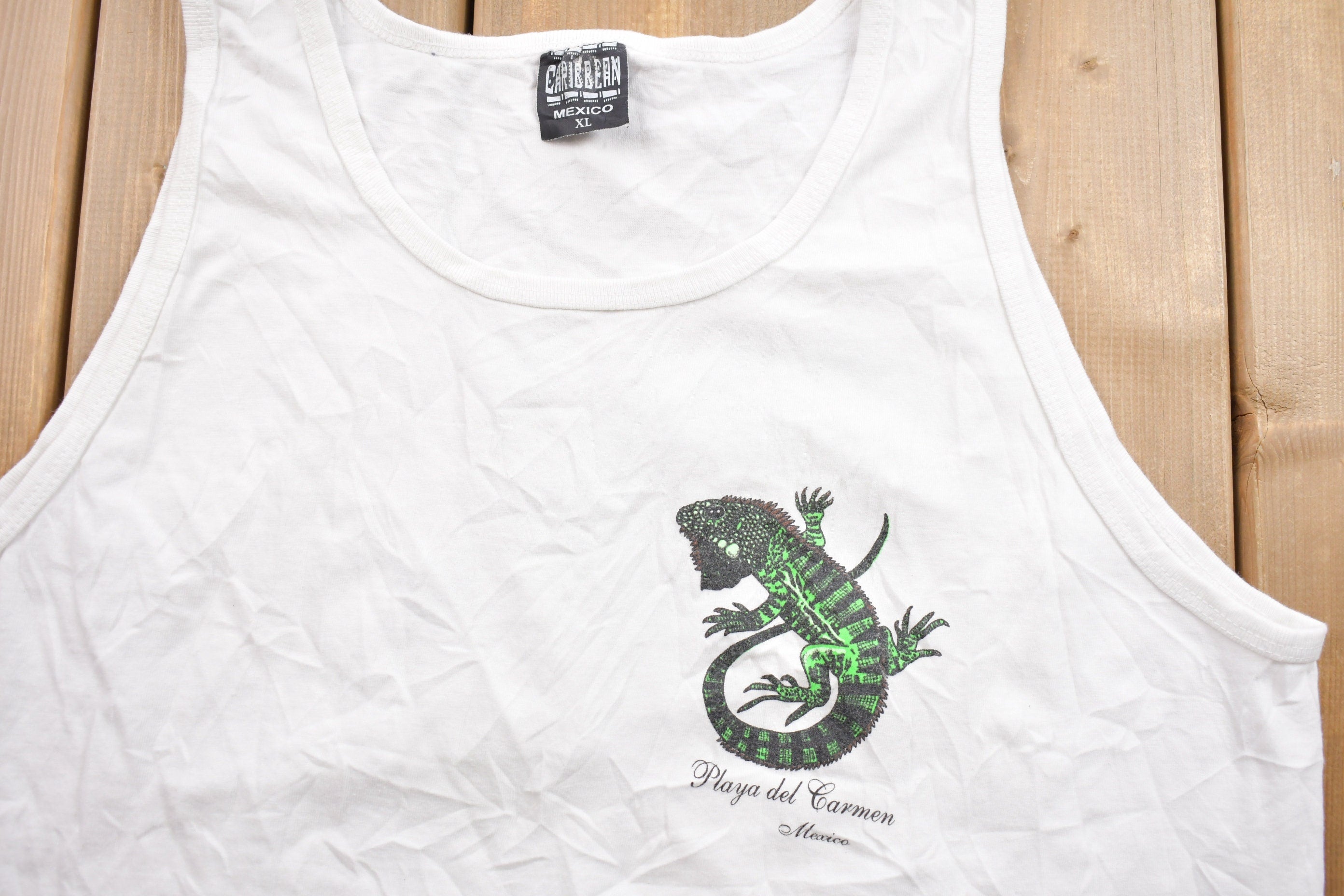 Vintage 1990s Mexico Lizard Souvenir Tank Top Shirt