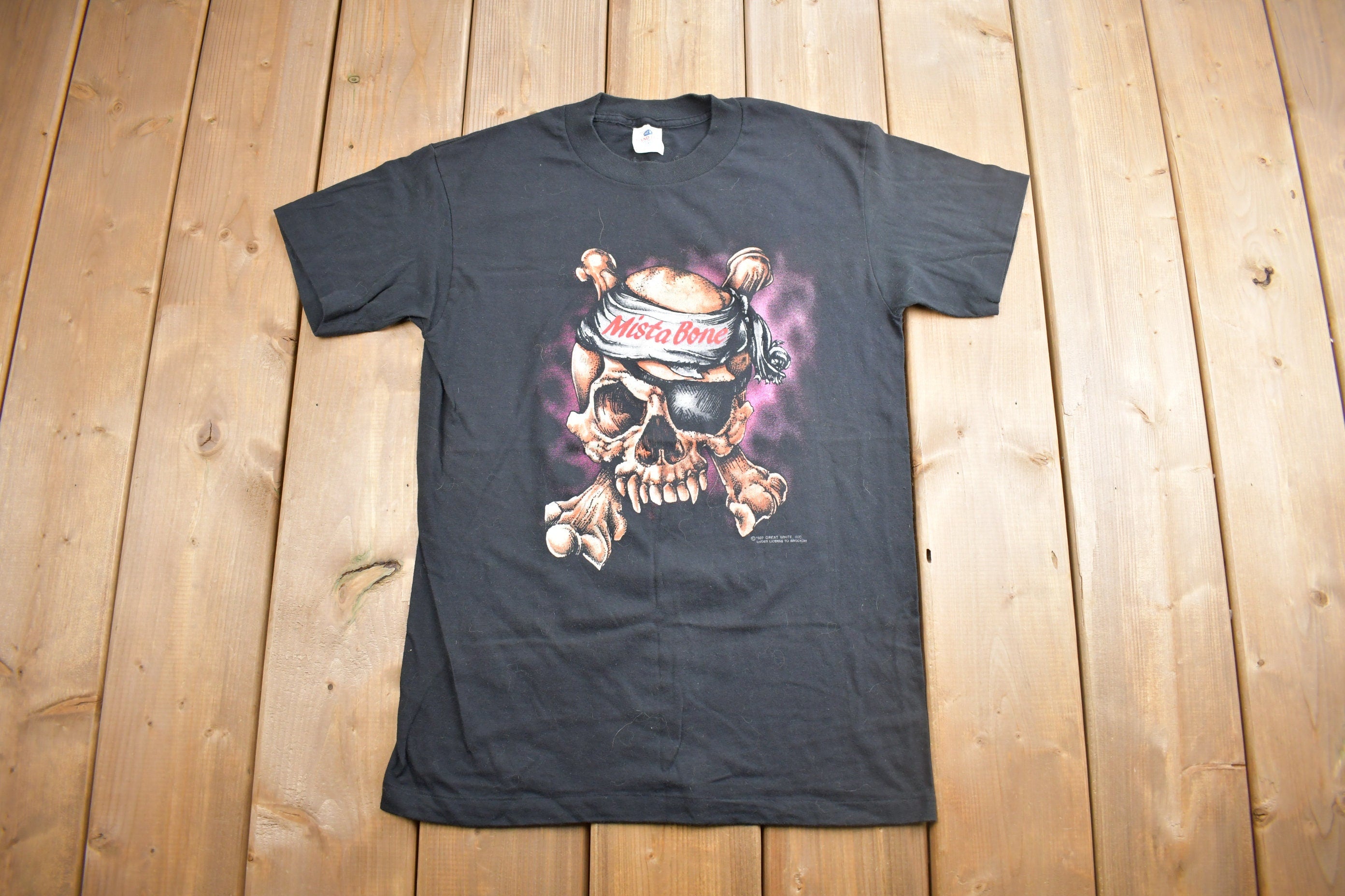 Vintage 1989 Great White Mista Bone Highway Hunter Tour Band T-shirt