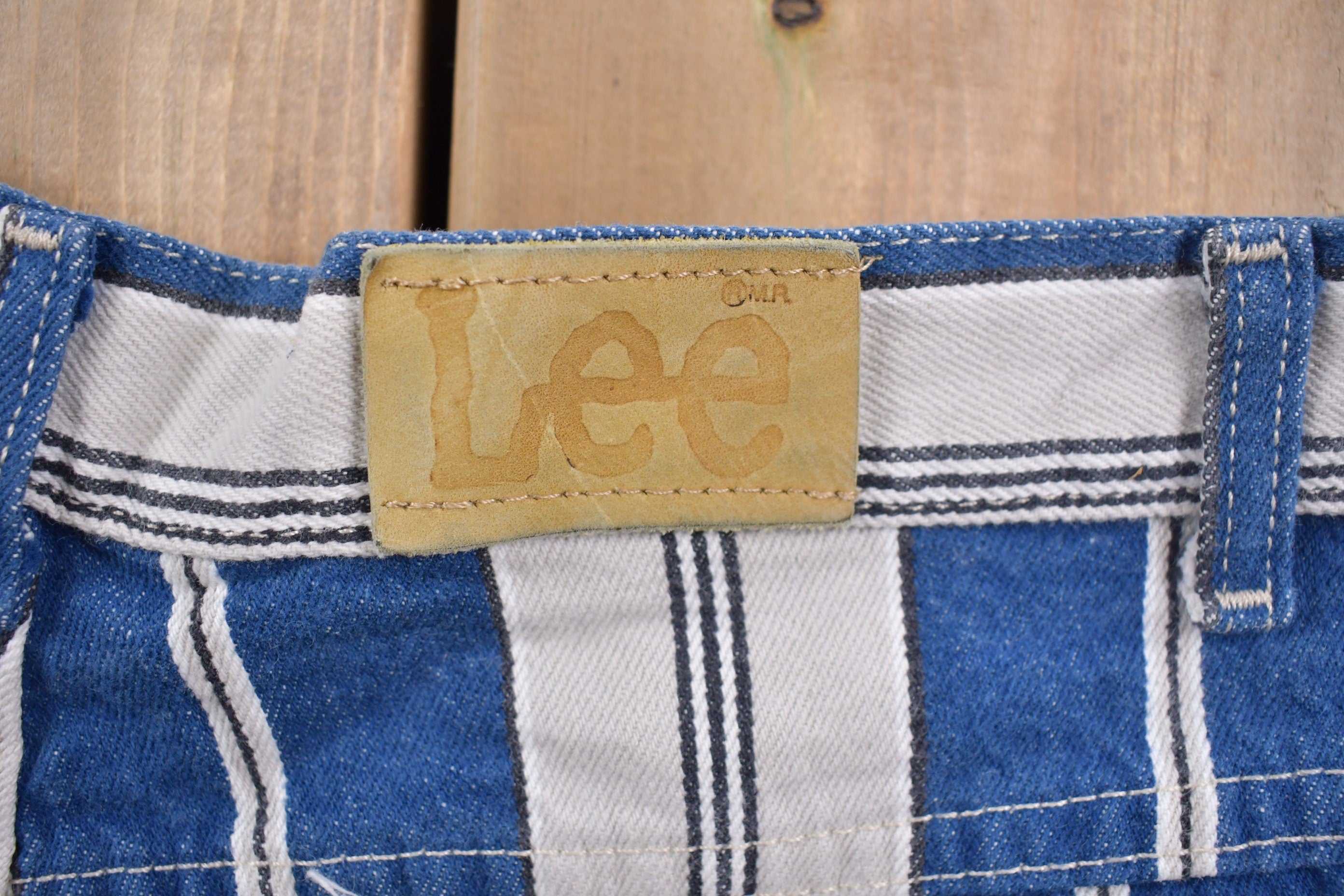 Vintage 1990s Lee Funky Vertical Striped Jean Shorts 30 x 7
