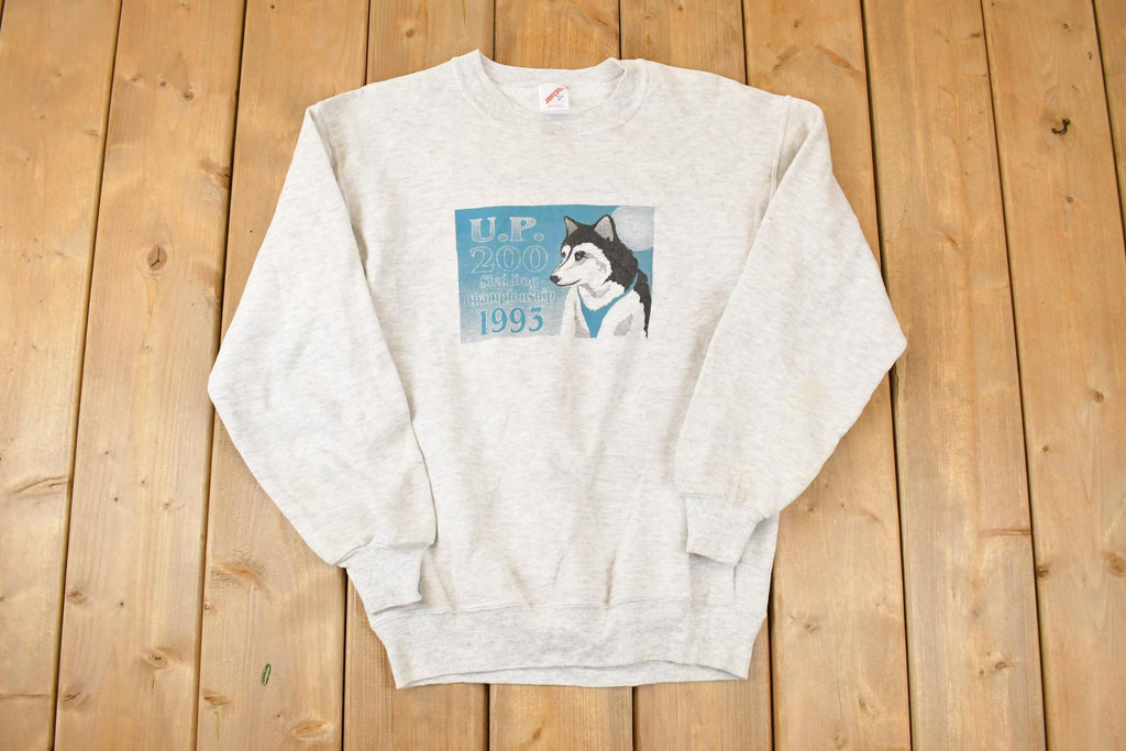 Vintage 1993 Sled Dog Championship Graphic Print Crewneck Sweatshirt Mens L