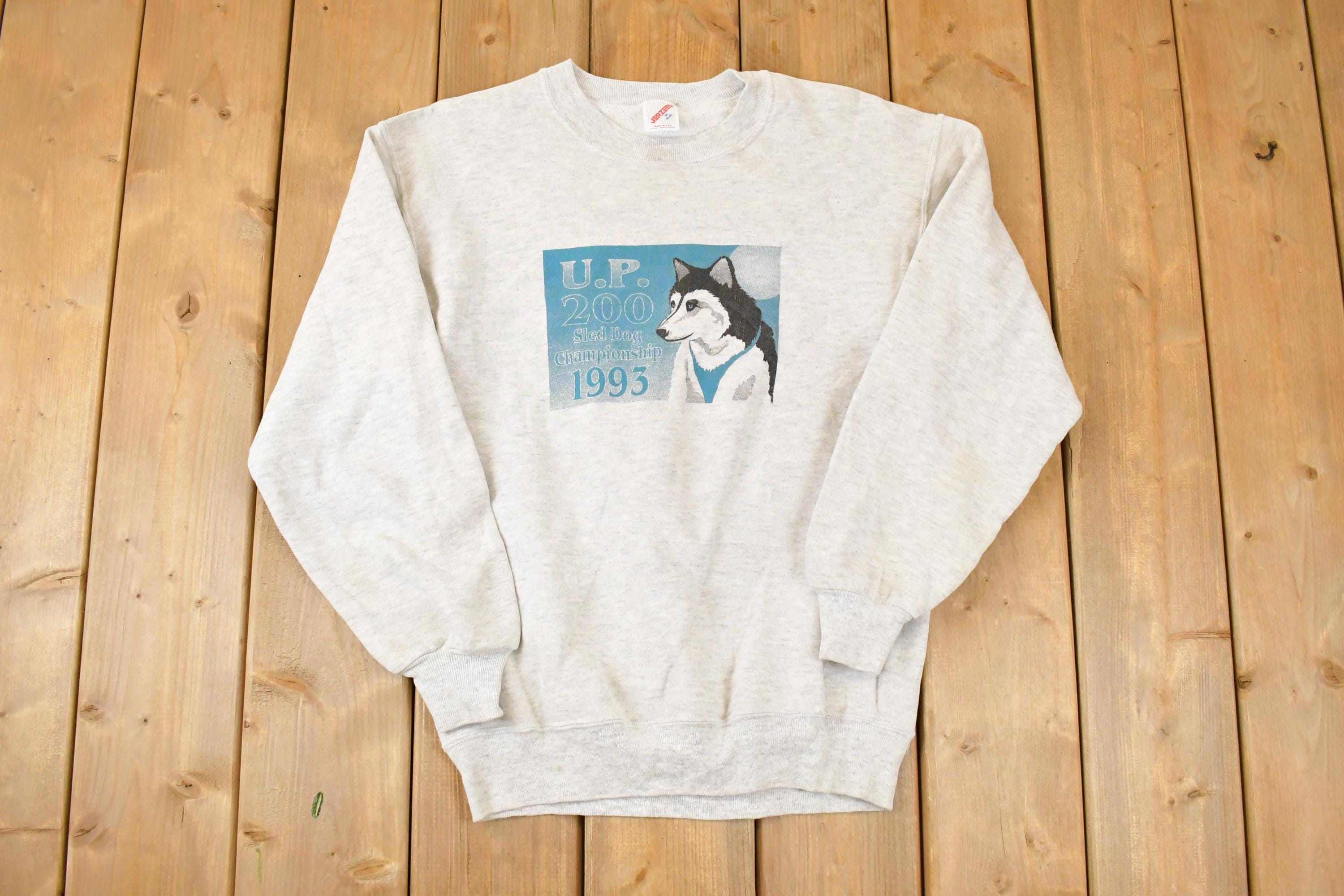 Vintage 1993 Sled Dog Championship Graphic Print Crewneck Sweatshirt Mens L