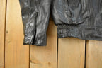 Vintage 1980s Hot Leathers Moto Cafe Racer Biker Leather Jacket Men's Large