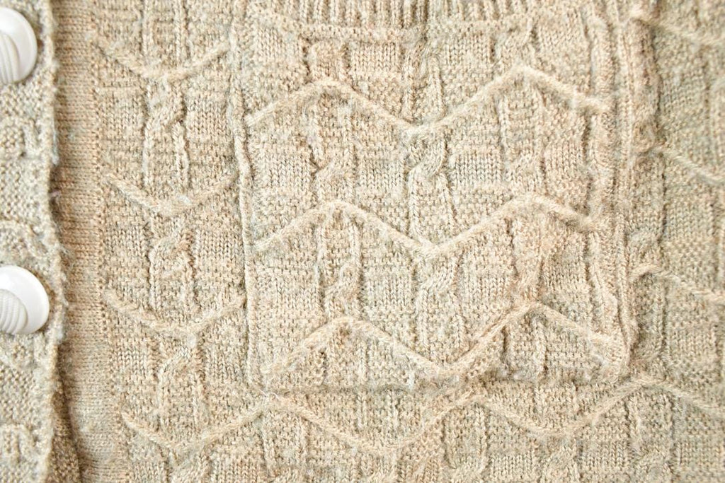 Vintage 90s Wool Knit Cardigan Vest - Chunky Button Up