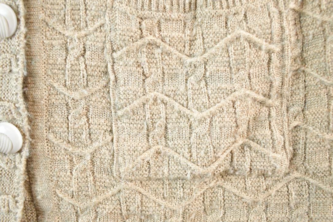 Vintage 90s Wool Knit Cardigan Vest - Chunky Button Up