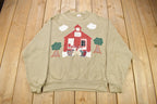 Vintage 1990s Cute Farmhouse Embroidered Crewneck Sweater