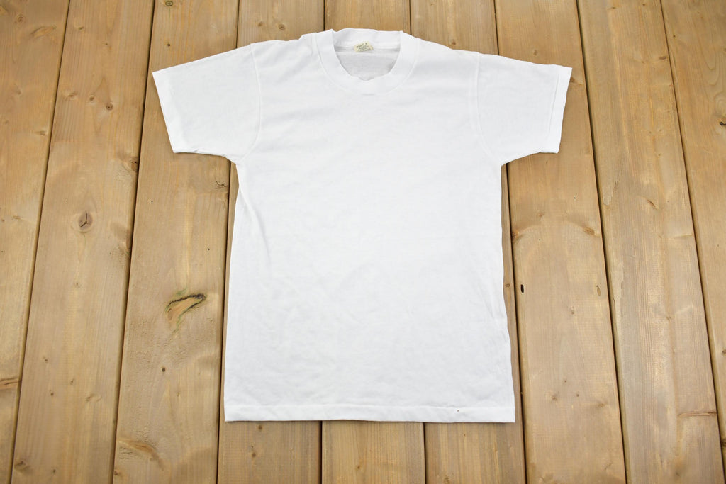 Vintage 1980s Screen Stars Simple Long Fit White T Shirt