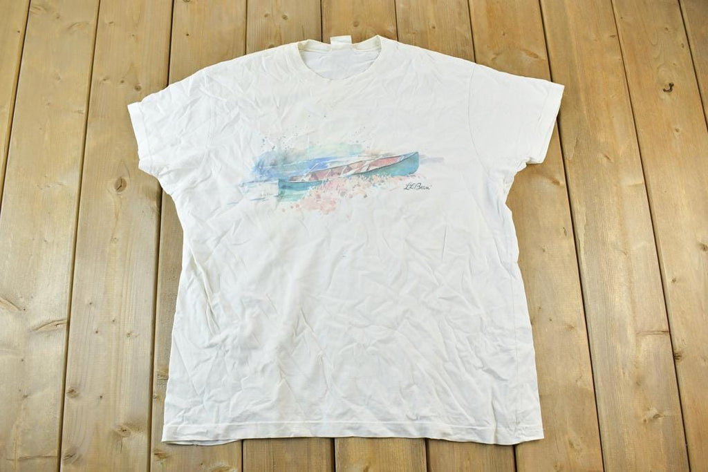 Vintage 1990s LL Bean Beach Single Stitch Graphic Print T-Shirt