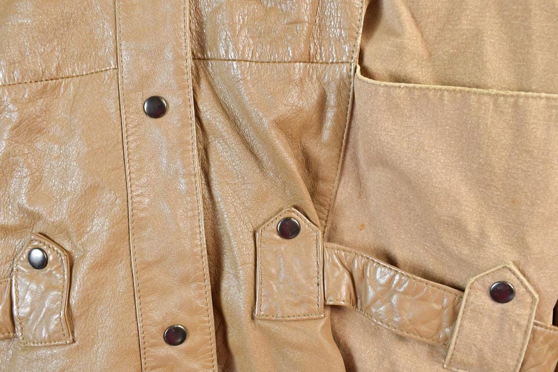 Vintage 1980s Brown Leather Buckled Light Jacket