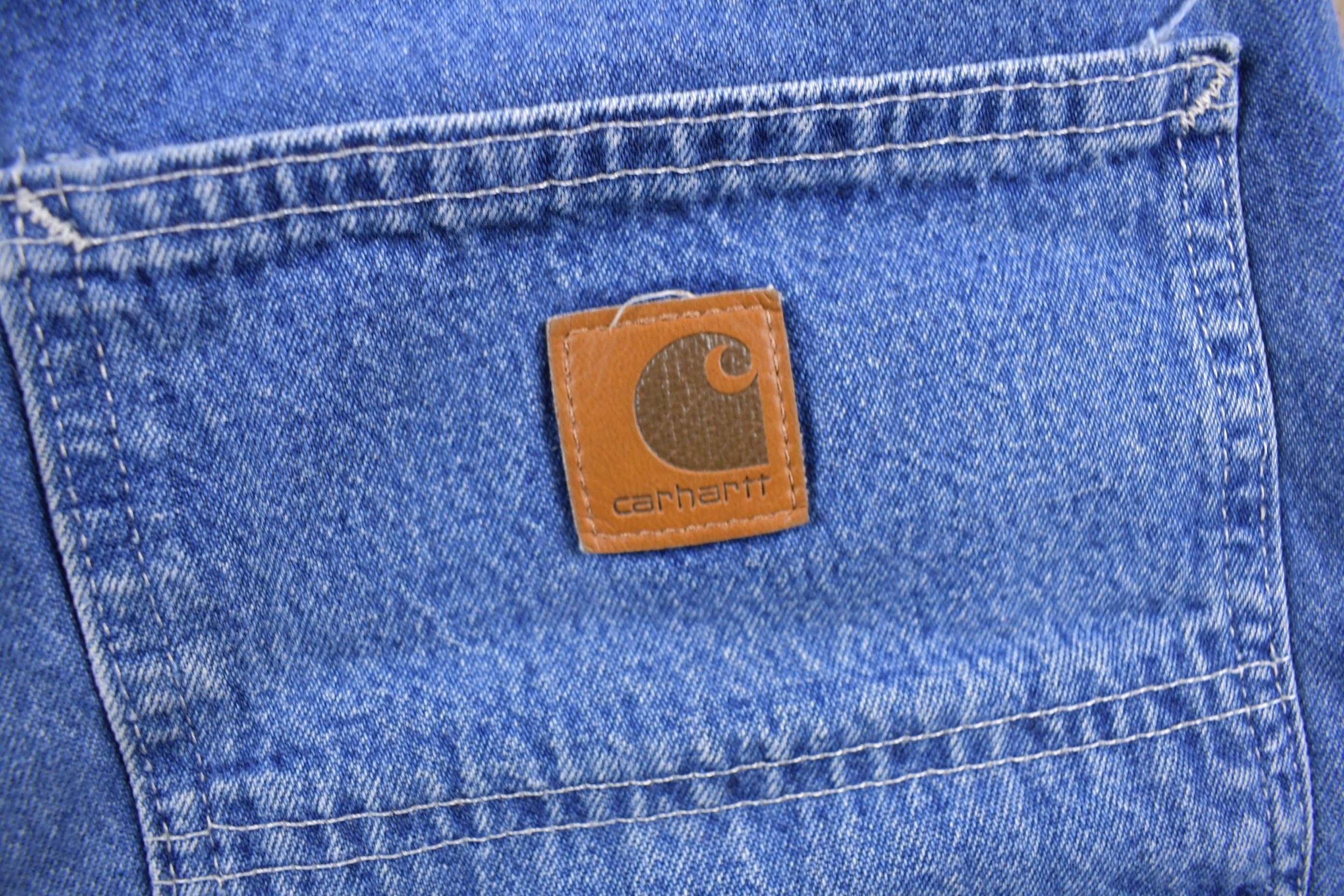 Vintage 1990s Carhartt Denim Cargo Jeans Size 34 x 30