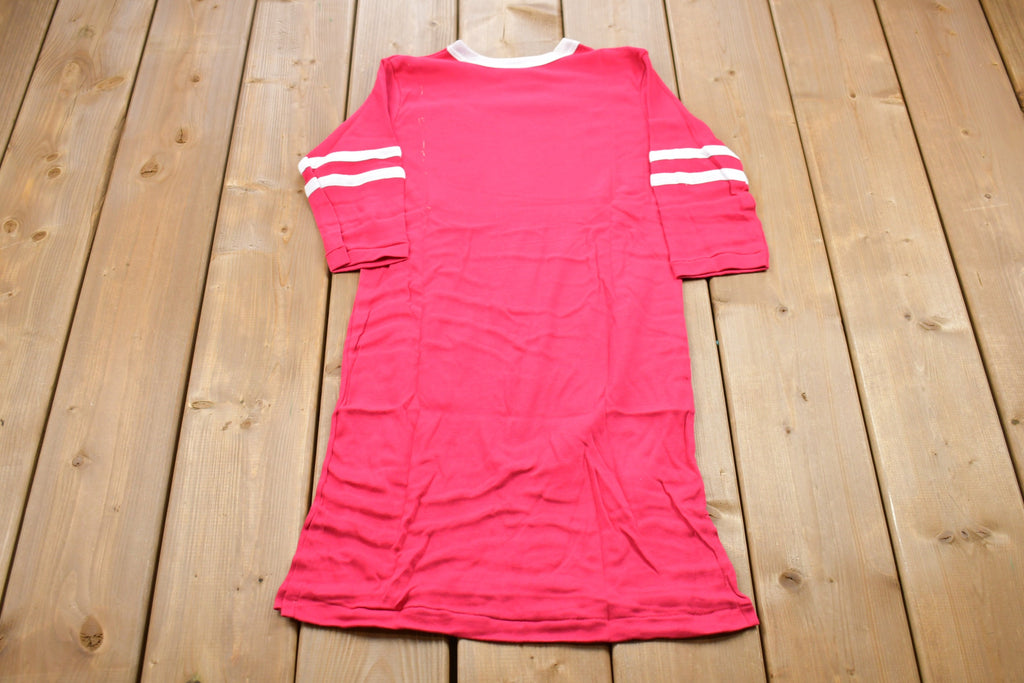 Vintage 1970s Pink Striped T-Shirt Dress