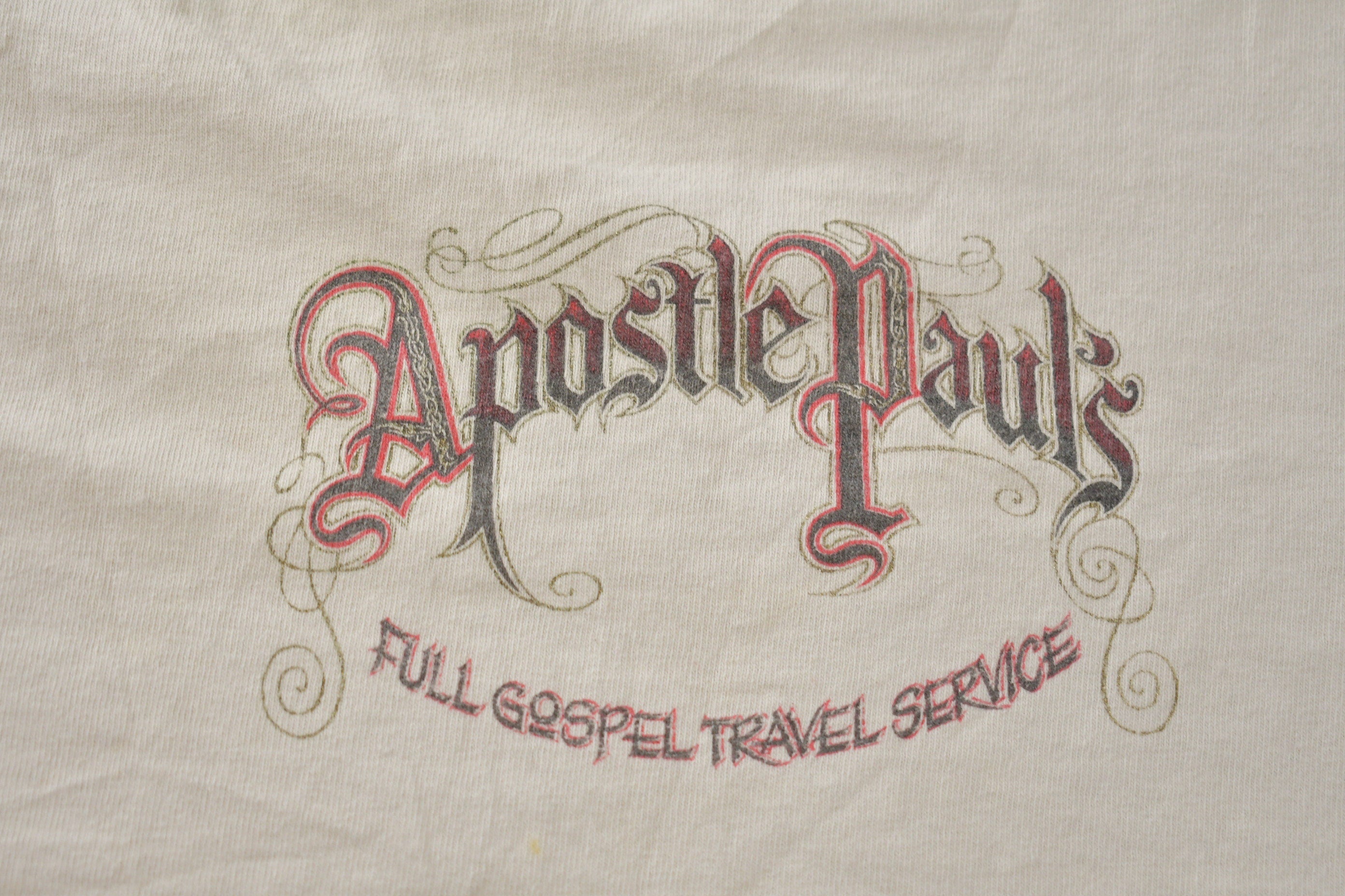 Vintage 1990s Apostile Paul Full Gospel Travel Service Graphic T-Shirt