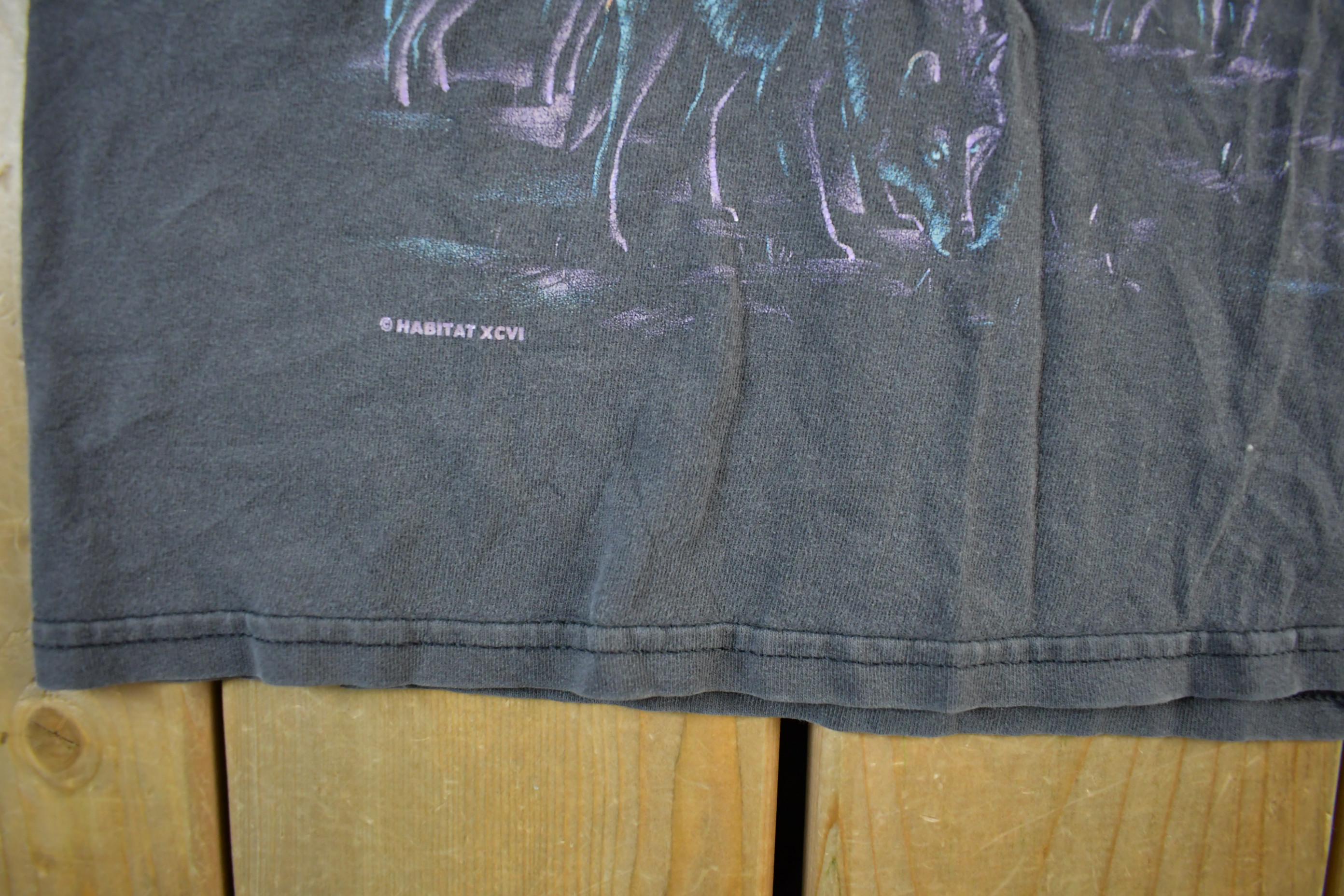 Vintage 1990s Wolf All Over Print Graphic T-Shirt Men's Large
