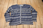 Vintage 1990s Erika & Co Knitted Cardigan Sweater  Vintage Cardigan  Button Up  Striped  Embroidered  Snowflake Theme  Winter Knit