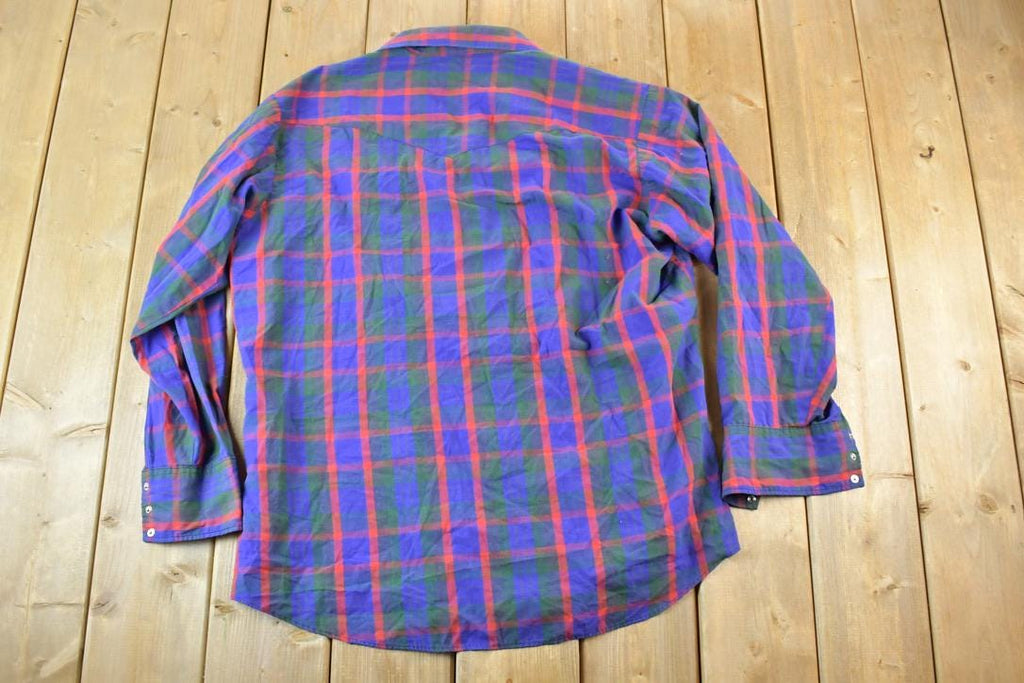 Vintage 1980s Mesquite Raptors Plaid Button Up Shirt  Vintage Flannel  Plaid Button Up  Cowboy Shirt  Preppy Button Up