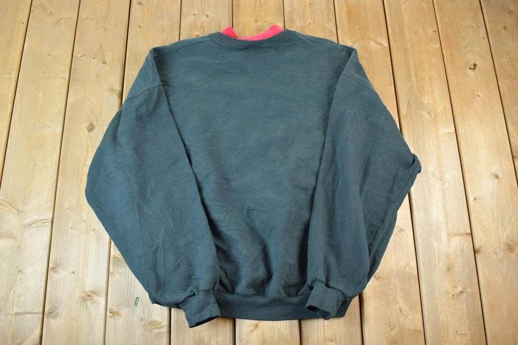 Vintage 1990s Poinsettia Double Collar Outdoorsman Crewneck Sweatshirt