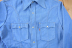 Vintage 1970s Levi's Western Style Pearl Snap Button Up Shirt Made in USA Size L