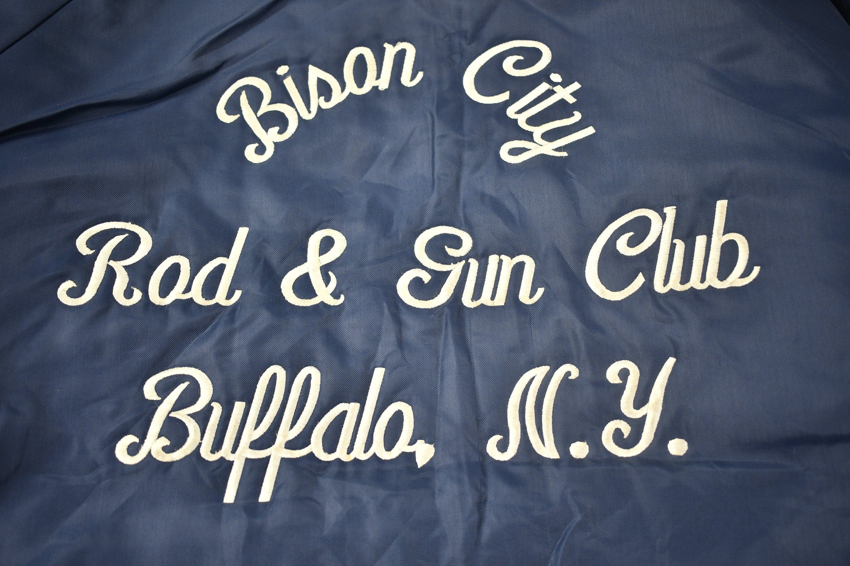 Vintage 1980s Bison City Rod & Gun Club Buffalo NY Satin Jacket