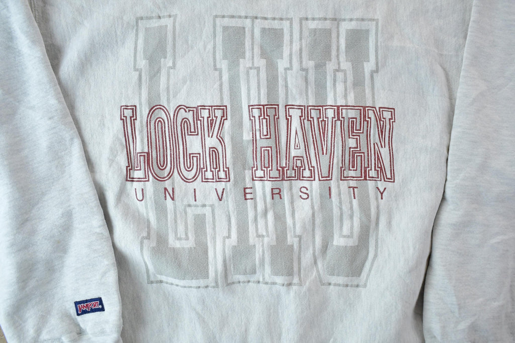 Vintage 1990s Lock Haven University Reverse Grain Jansport Collegiate Crewneck / Embroidered / NCAA Sweatshirt / Sportswear / Americana