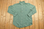 Vintage 1990s Ralph Lauren Chaps Embroidered Striped Button Up Shirt