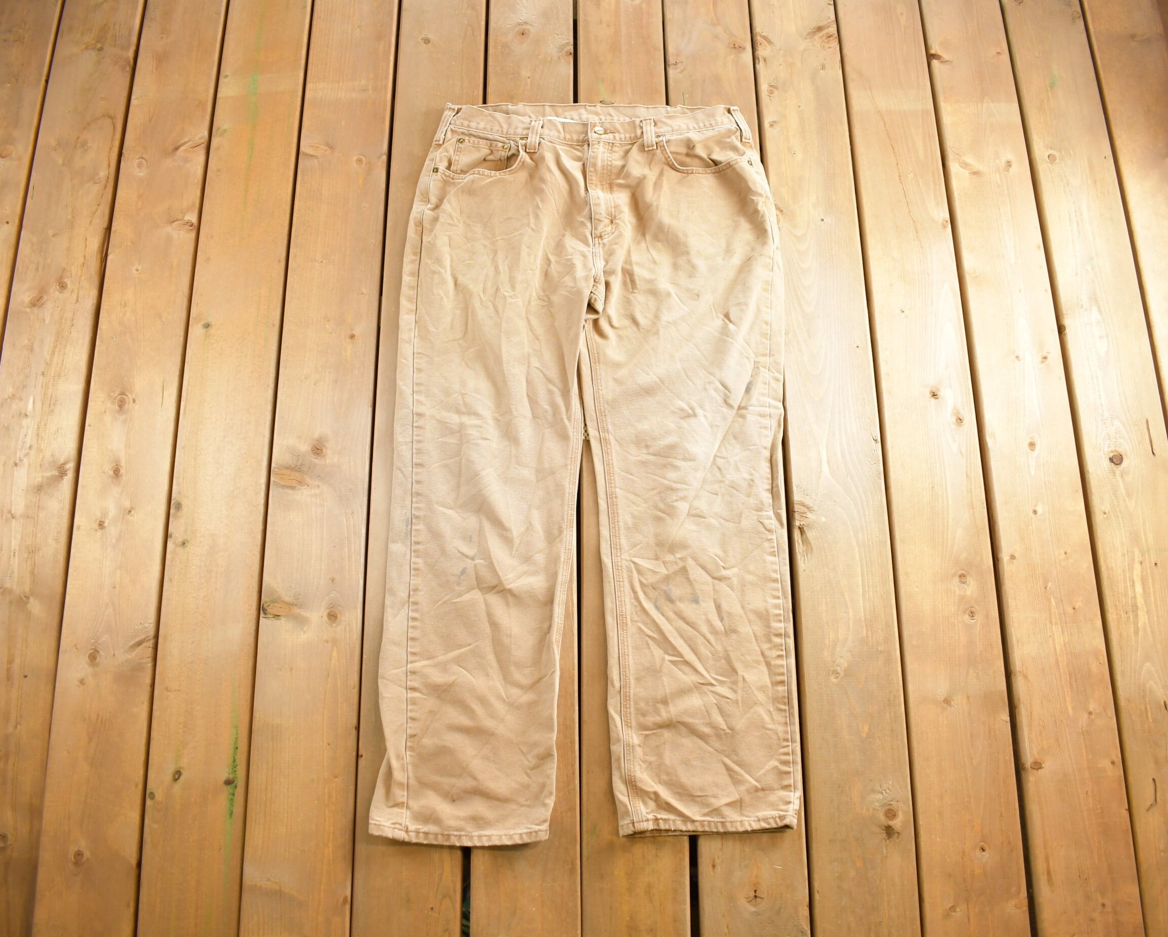 Vintage 1990s Beige Carhartt Work Pants Size 38x32