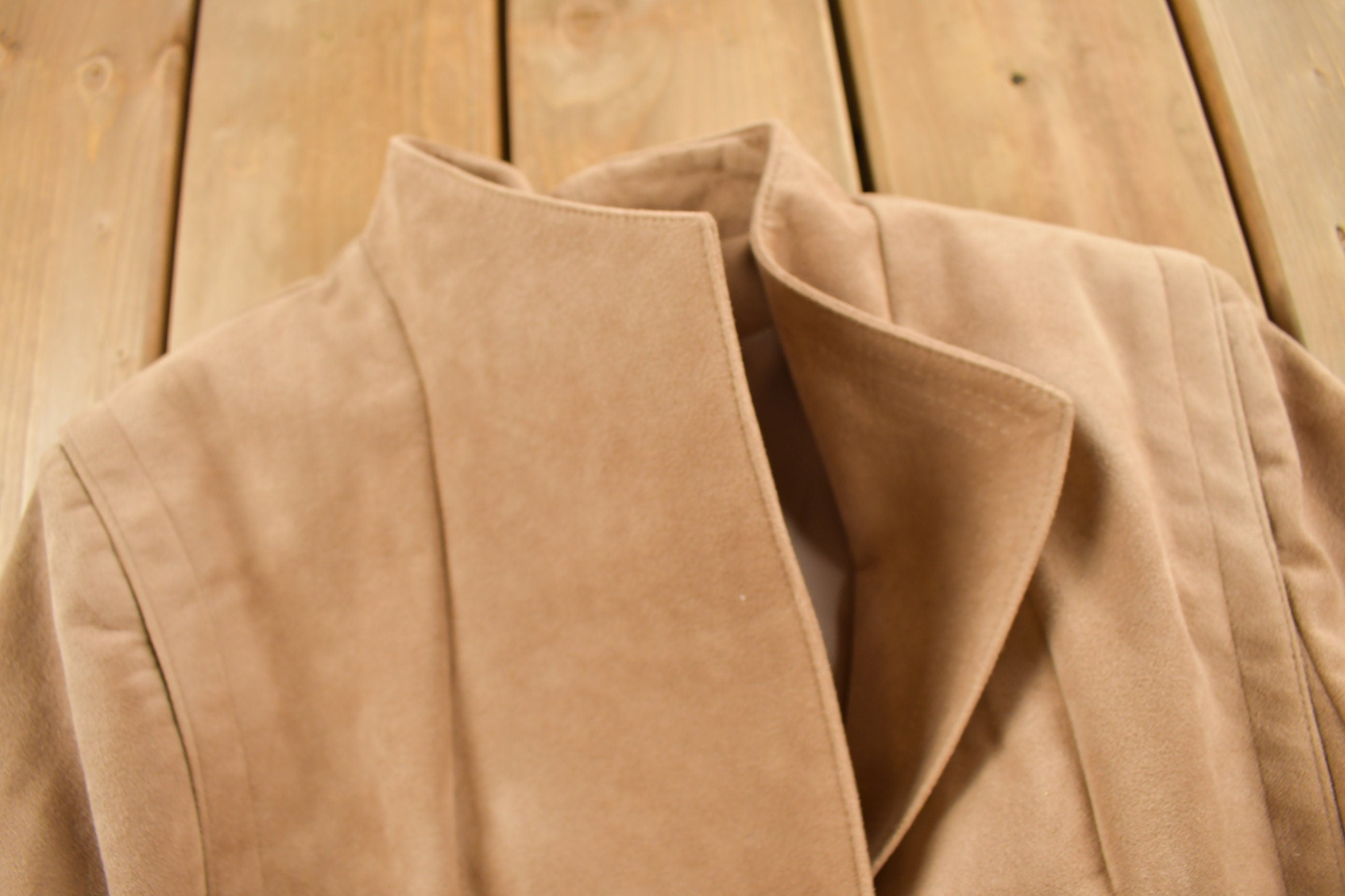 Vintage 1980s Olympic Suede Leather Trench Coat