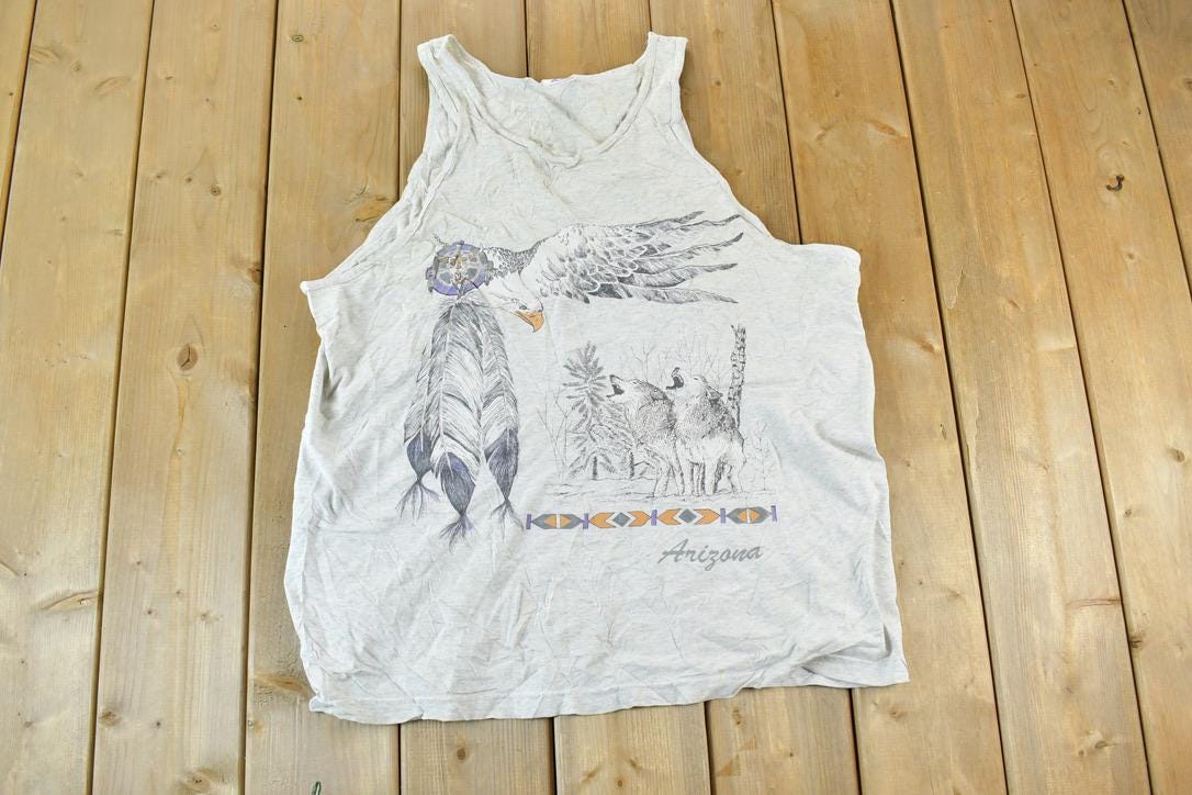 Vintage 1990s Arizona Wolf And Eagle Outdoors Tank Top