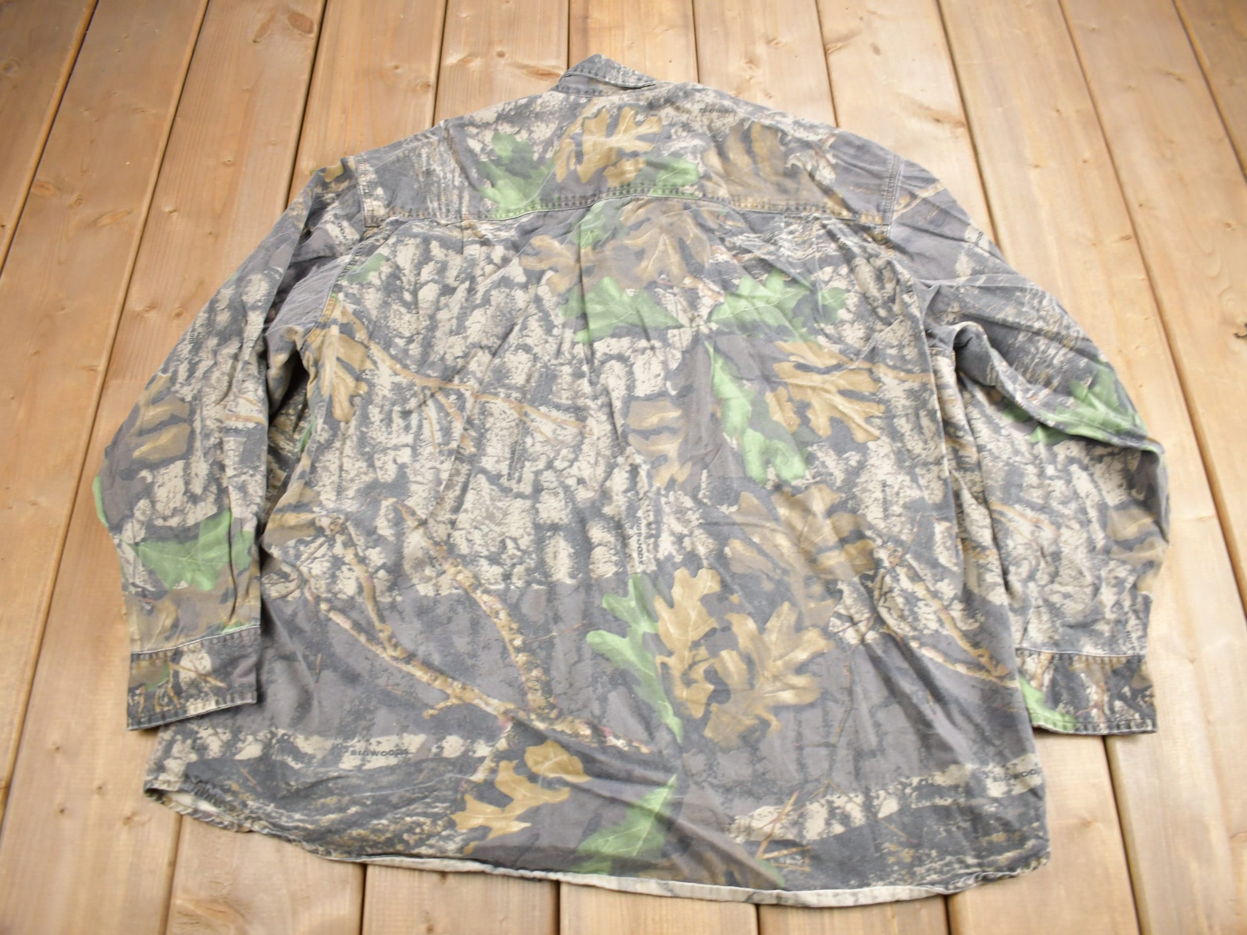 Vintage 1990s Tree Bark Camouflage Button Up Shirt