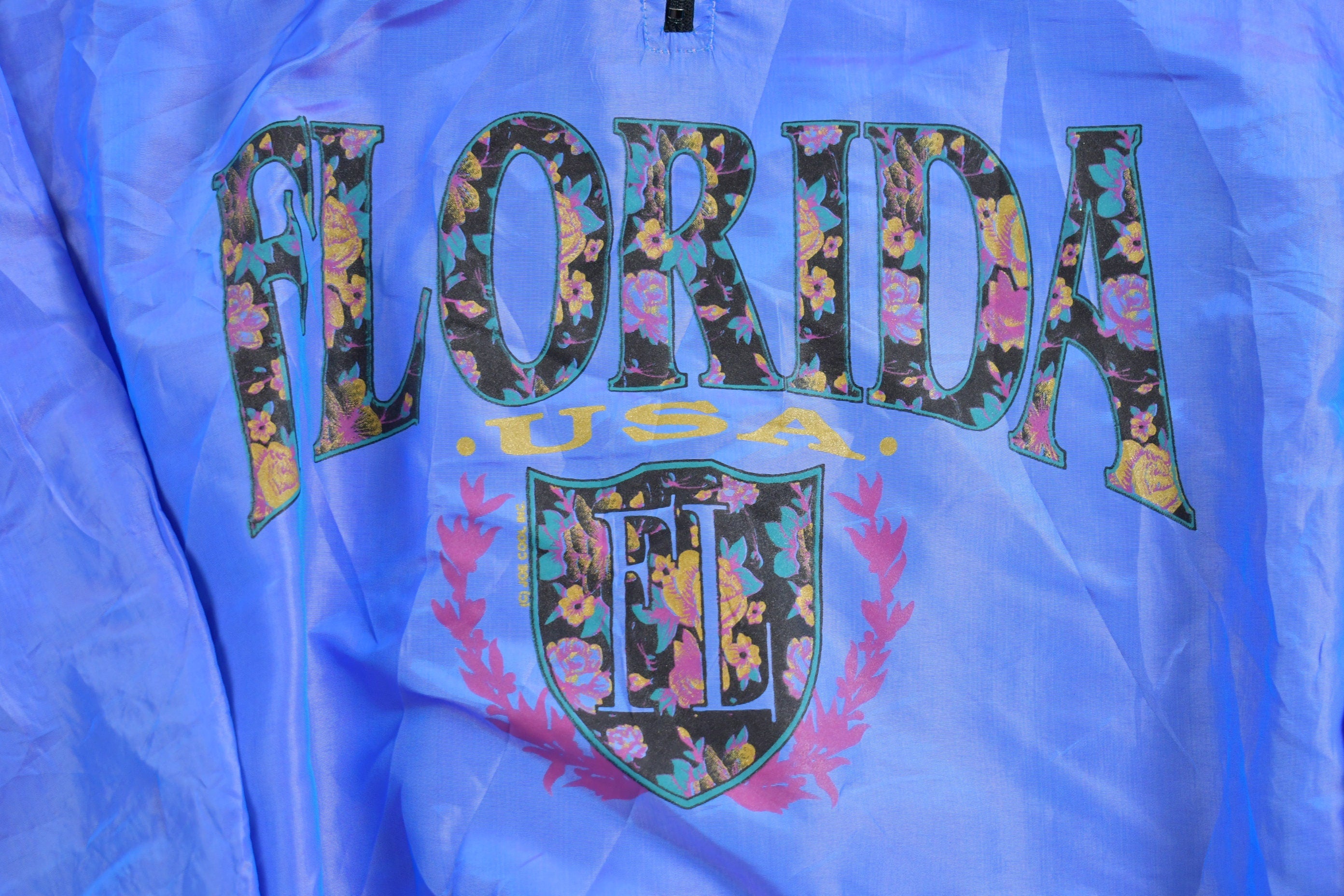 Vintage 1990s Florida USA Half Zip Windbreaker Jacket