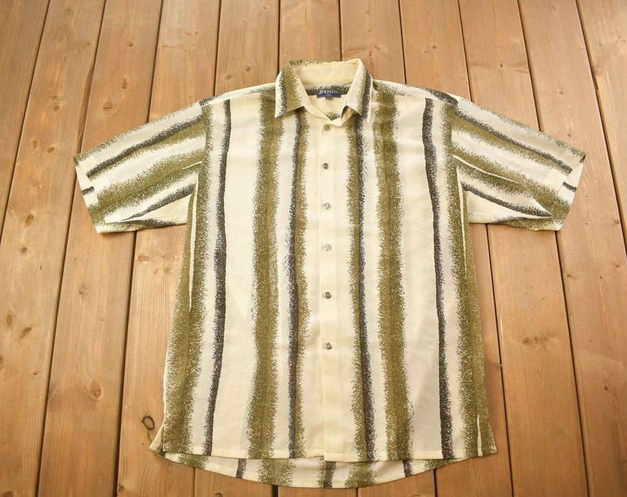 Vintage 1990s Bassiri Striped Button Up Shirt