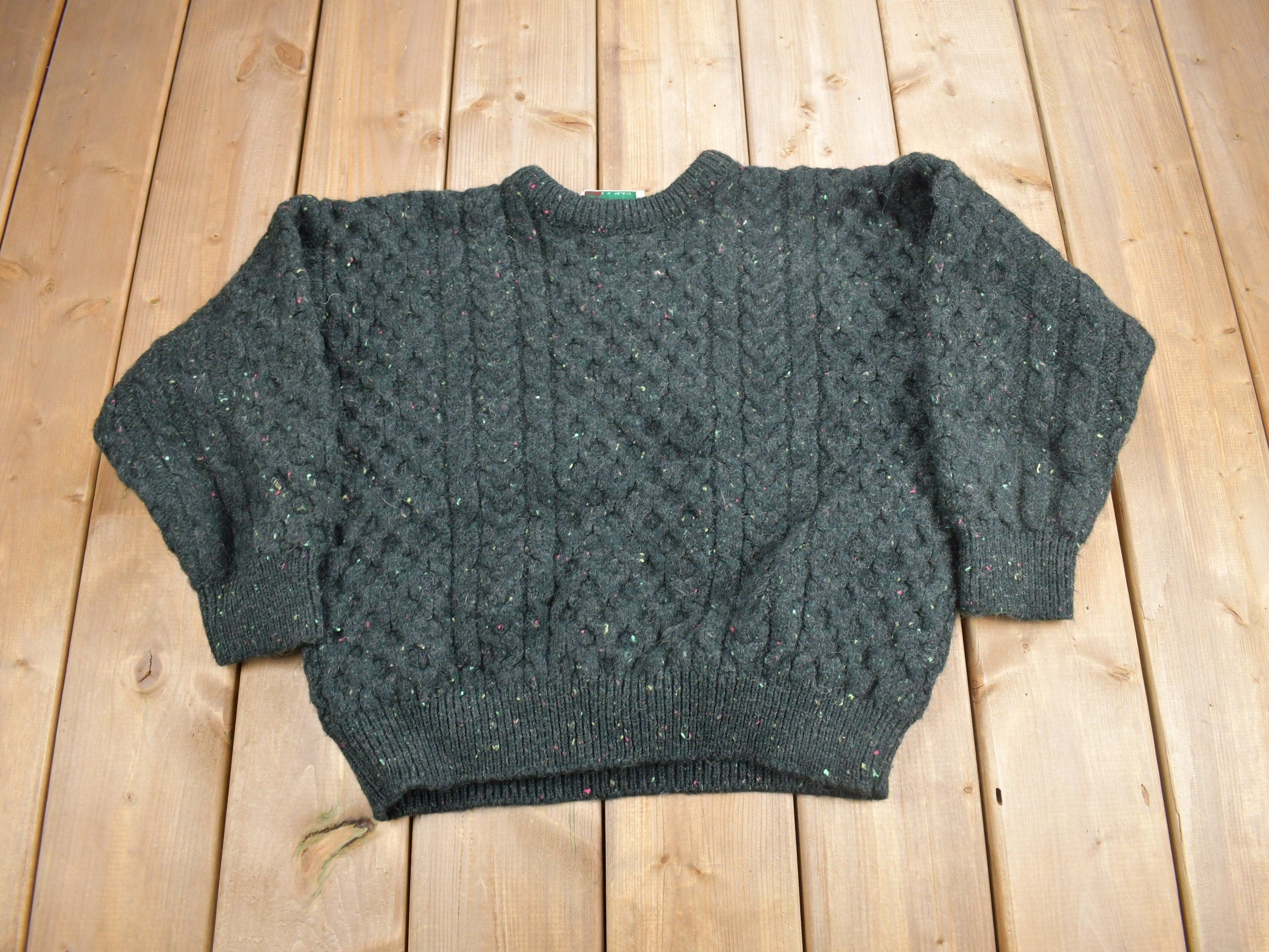 Vintage 1990s Country Club 3D Cable Knit Crewneck Sweater