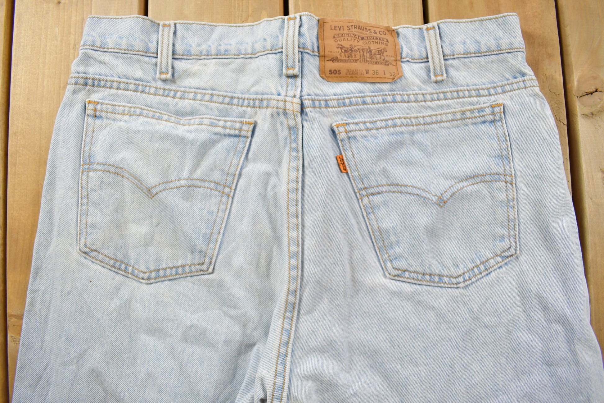 Vintage 1980s Levi's 505 Orange Tab Light Wash Jeans Size 36 x 30